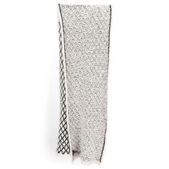 CHANEL ivory & black cashmere CC LUREX KNIT Muffler Scarf