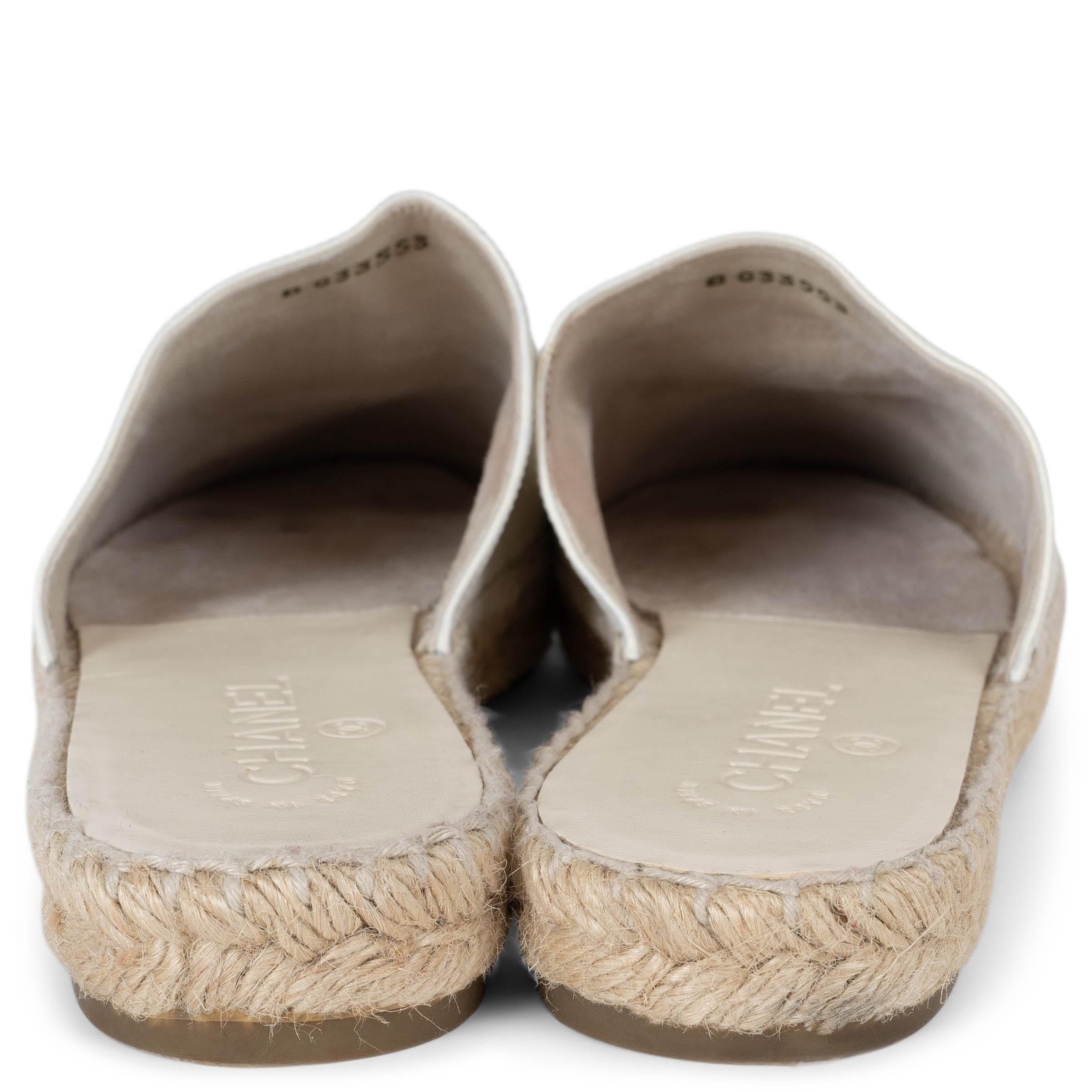 CHANEL Elfenbein & schwarzes Leder 18C GRIECHENLAND ESPADRILLES Mules Schuhe 39 passen 38.5 Damen im Angebot