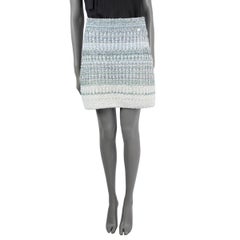 CHANEL ivory & blue cashmere 2018 18S WATERFALL LUREX KNIT Skirt 40 M