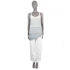 CHANEL ivory & blue cashmere 2018 18S WATERFALL LUREX TUNIC Shirt 34 XS