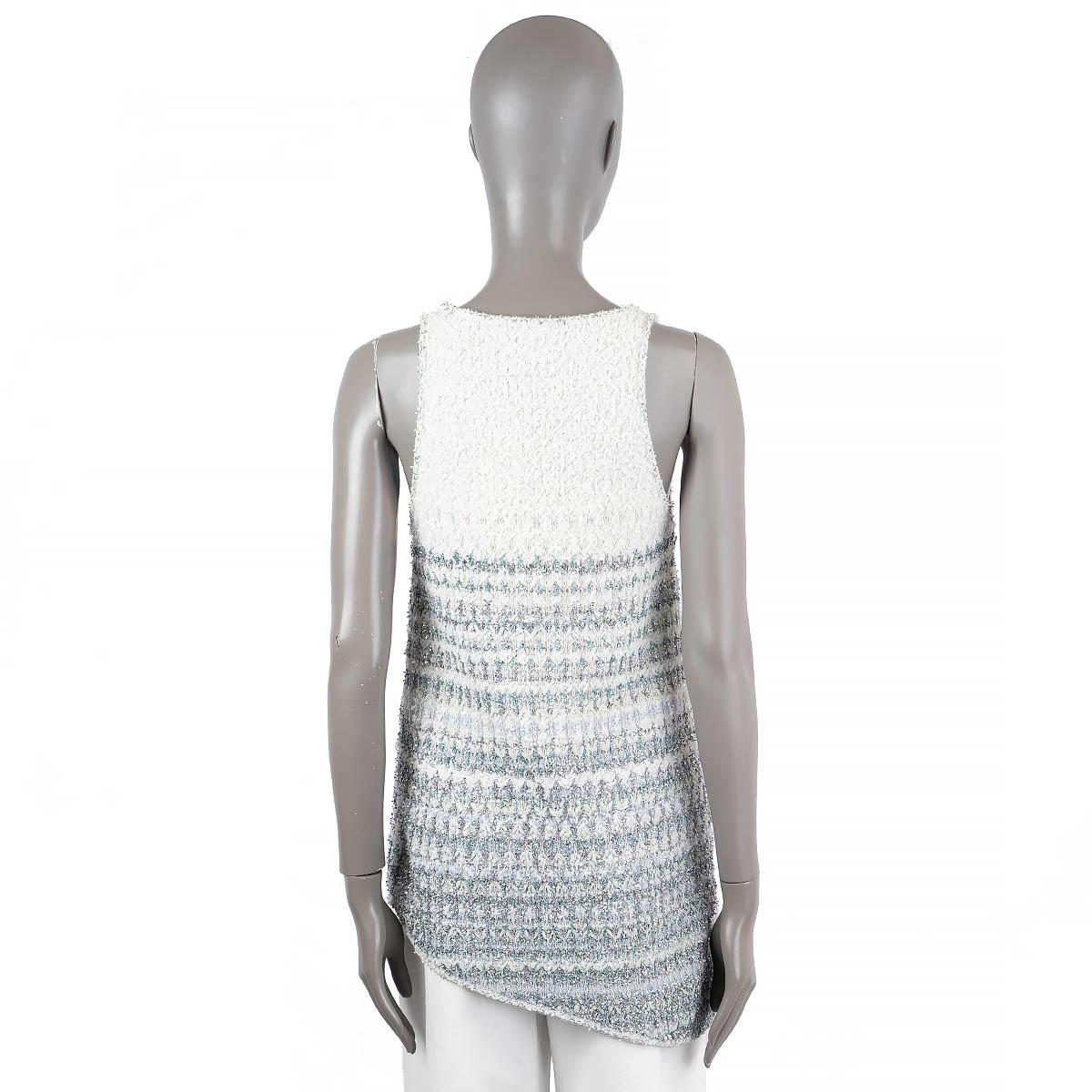 CHANEL ivory & blue cashmere 2018 18S WATERFALL LUREX TUNIC Shirt 34 XS 2