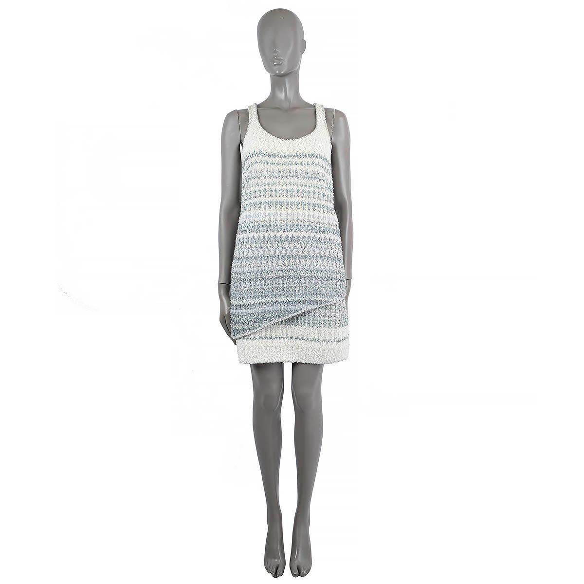 CHANEL ivory & blue cashmere 2018 18S WATERFALL LUREX TUNIC Shirt 34 XS 6