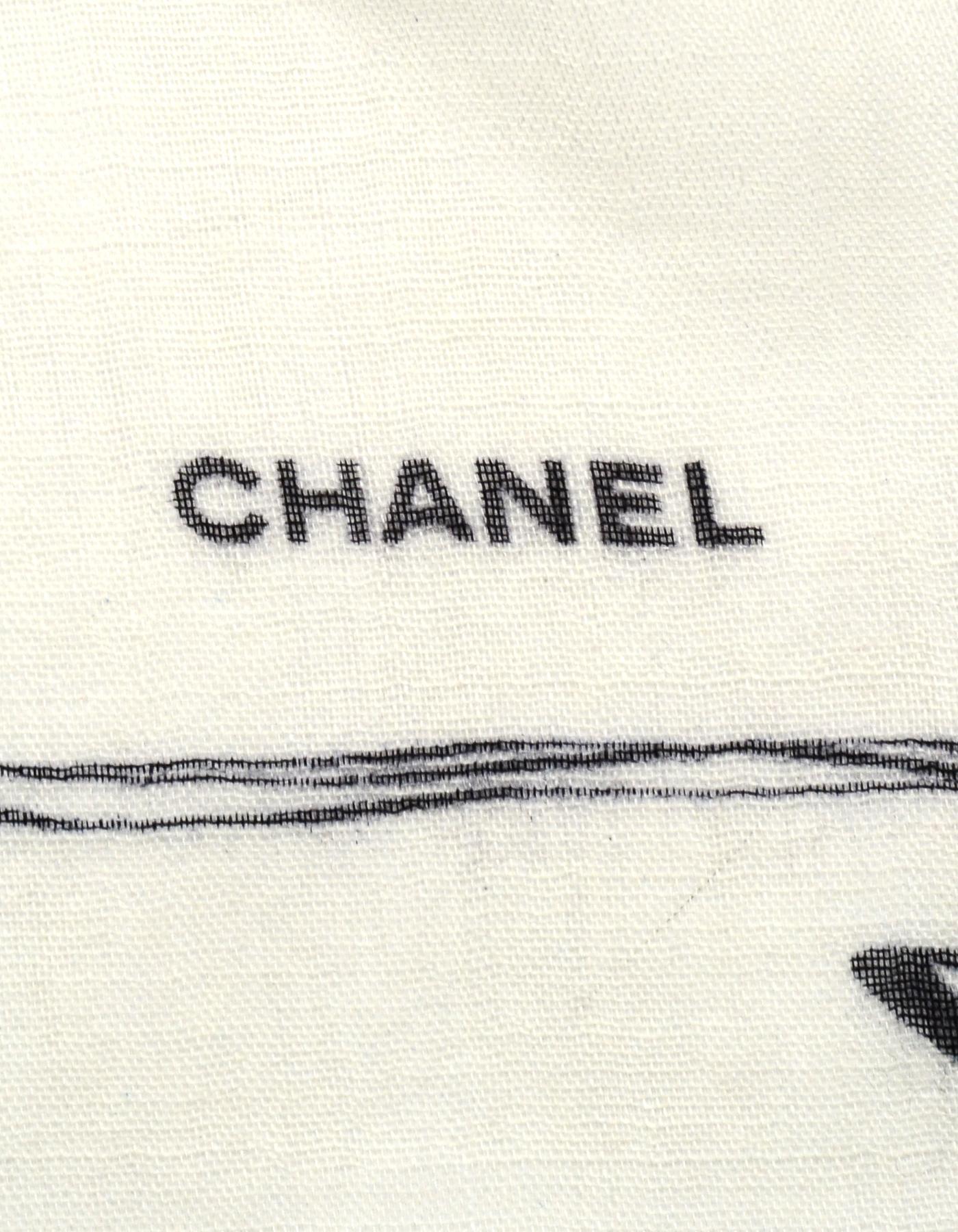 Gray Chanel Ivory/Blue Cashmere/Silk Graffiti Print Stole/Silk