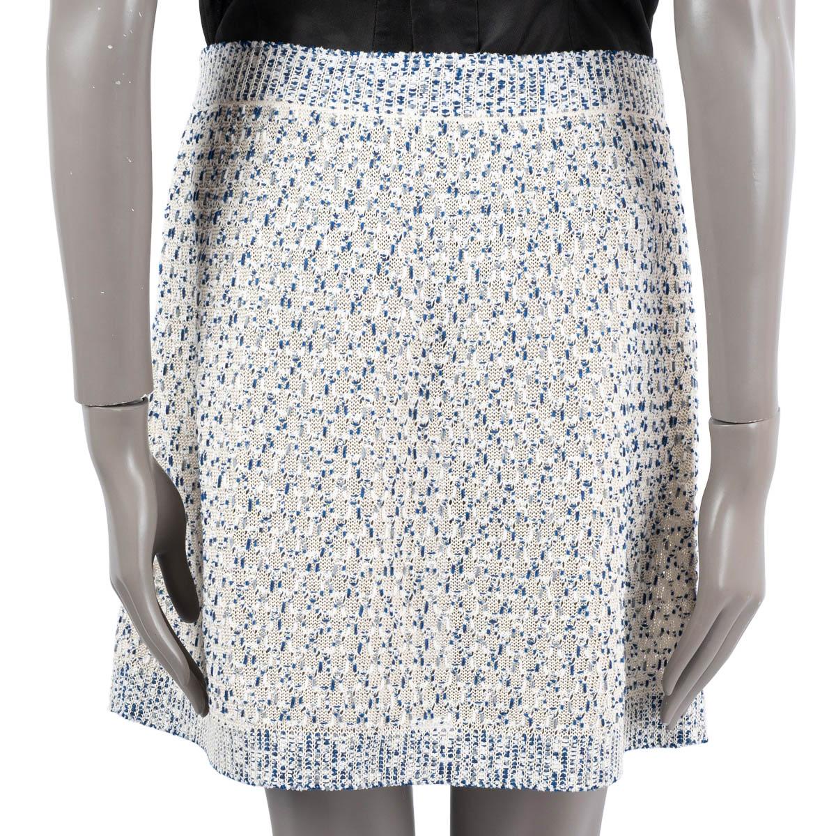 CHANEL ivory & blue silk & cotton 2017 17P KNIT Skirt 38 S For Sale 1