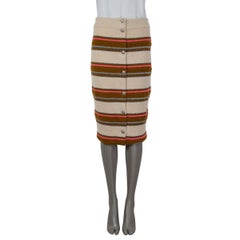 CHANEL Elfenbein braun orange Kaschmir 2014 DALLAS STRIPED Rock 36 XS