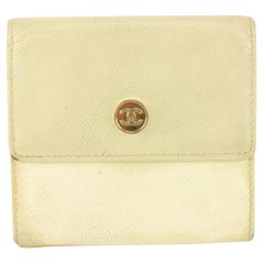 Chanel Ivory Calfskin Leather Compact Button Line Wallet 0CAS322