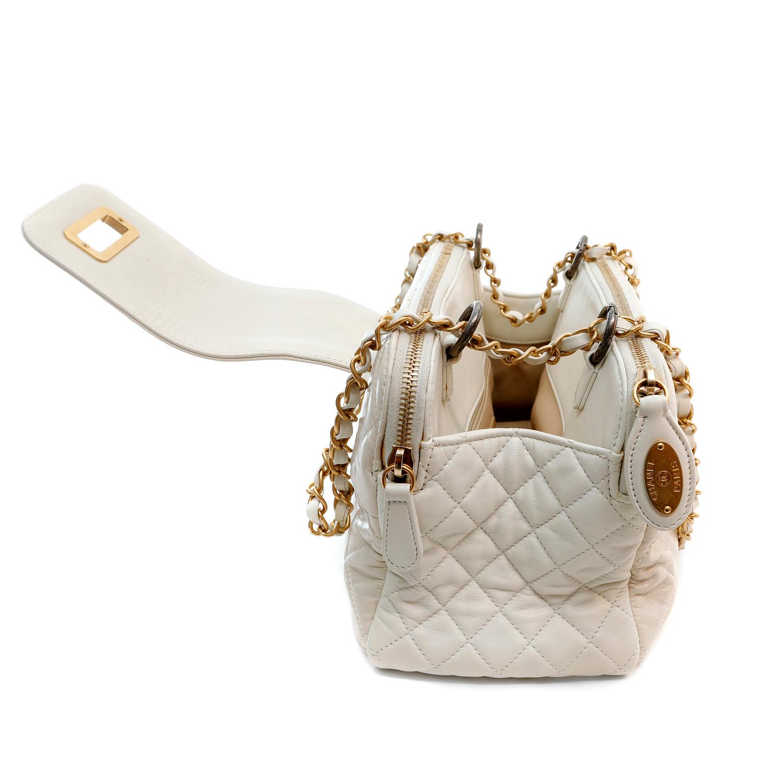 Beige Chanel Ivory Calfskin Reissue Tote Bag