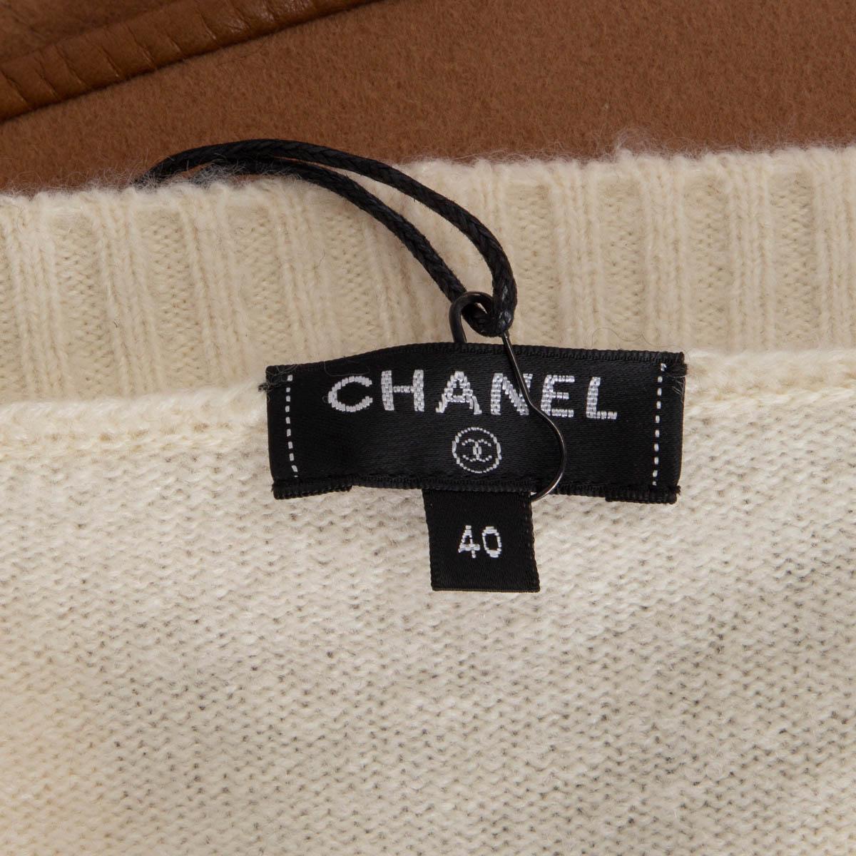 CHANEL ivory cashmere 2018 BELTED SLEEVELESS Knit Cardigan Sweater 40 M For Sale 2