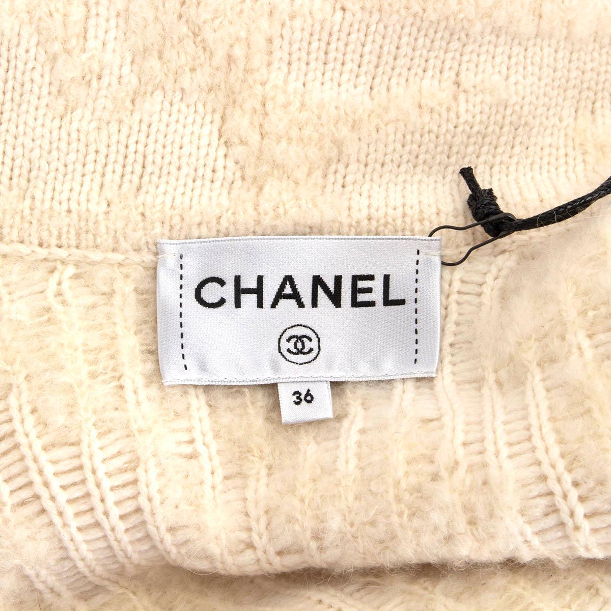 CHANEL ivory cashmere & alpaca 2020 20K Belted Knit Coat Jacket 36 XS 4