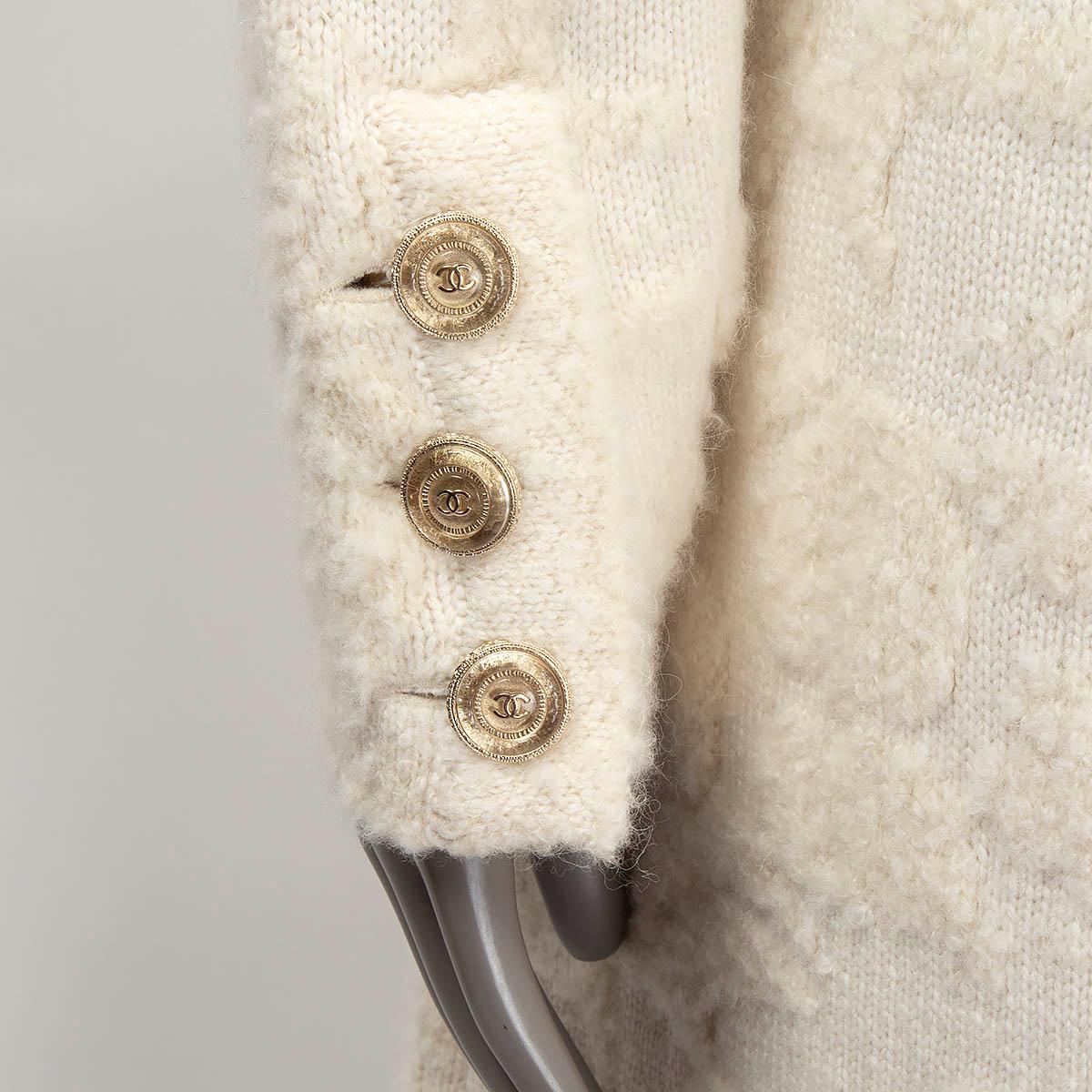 CHANEL ivory cashmere & alpaca 2020 20K Belted Knit Coat Jacket 36 XS 3