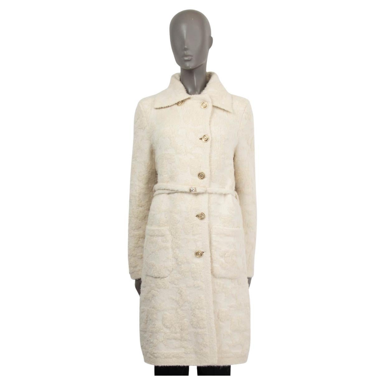 CHANEL ivory cashmere & alpaca 2020 20K Belted Knit Coat Jacket 36 XS