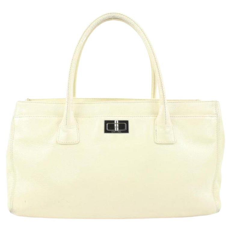 Chanel Ivory Caviar Leather Cerf Tote 3cc1108 For Sale at 1stDibs