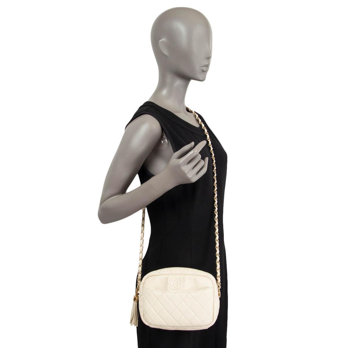 CHANEL ivory Caviar leather COCO TASSEL CAMERA Shoulder Bag 5
