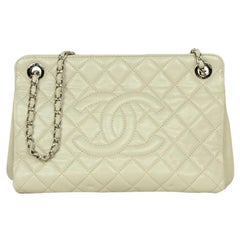 Chanel Ivory Caviar Leather Timeless CC Tote Bag 