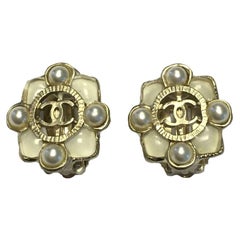 CHANEL Ivory Clip Earrings