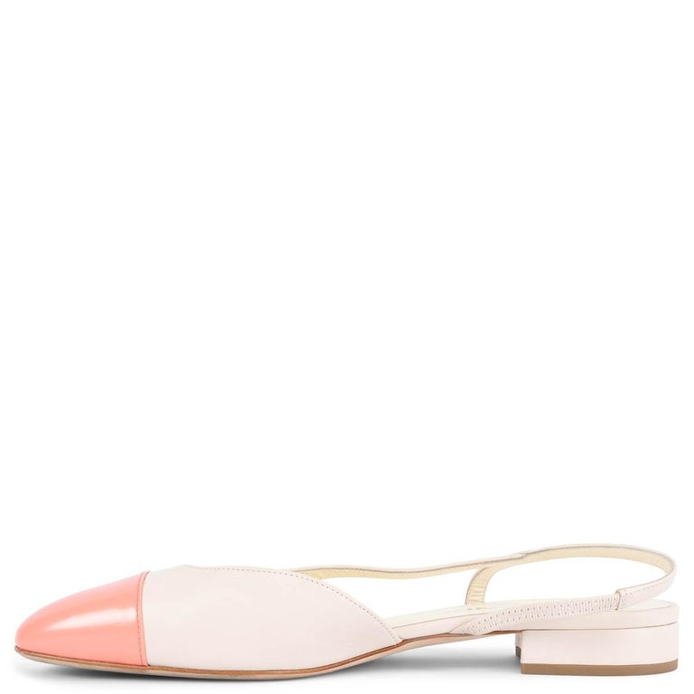 CHANEL ivory and coral leather 2020 20C Slingbacks Flats Shoes