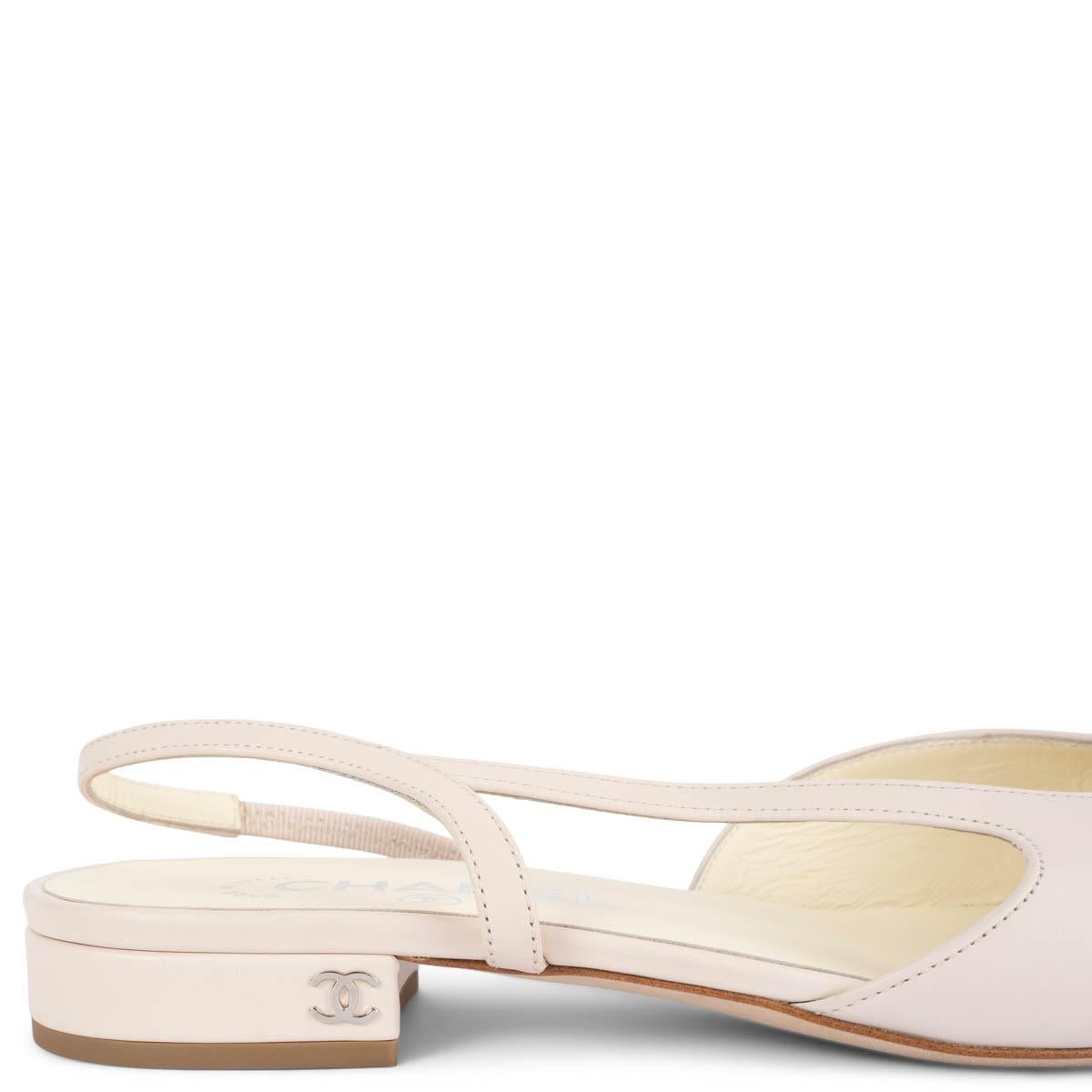 Women's CHANEL ivory & coral leather 2020 20C Slingbacks Flats Shoes 38.5