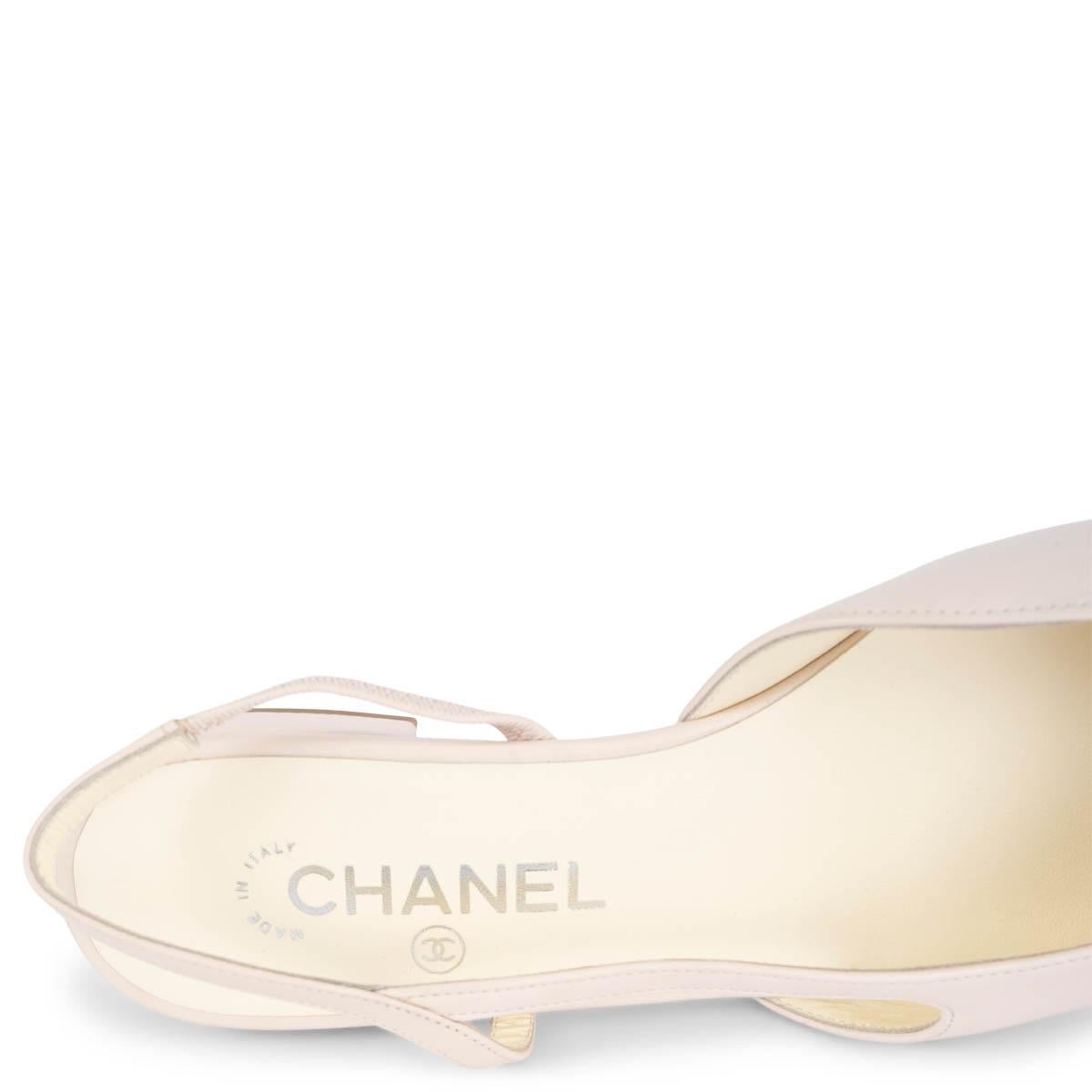 CHANEL ivory & coral leather 2020 20C Slingbacks Flats Shoes 38.5 1