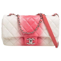 Chanel Ivory/Coral Ombre Quilted Caviar Leather Medium Classic Single Flap Bag