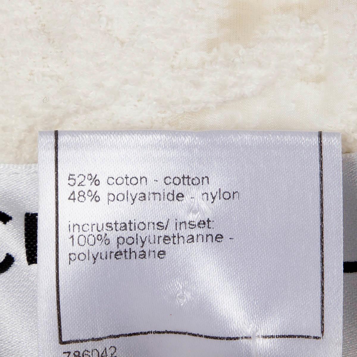 CHANEL ivory cotton 2009 09C SHEER CAMELLIA BIKER Jacket 38 S For Sale 5