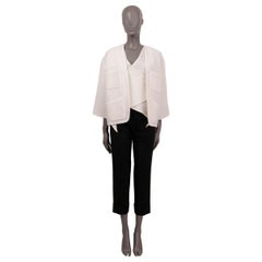 CHANEL ivory cotton 2012 12S LAYERED TIE-FRONT KNIT Jacket 38 S