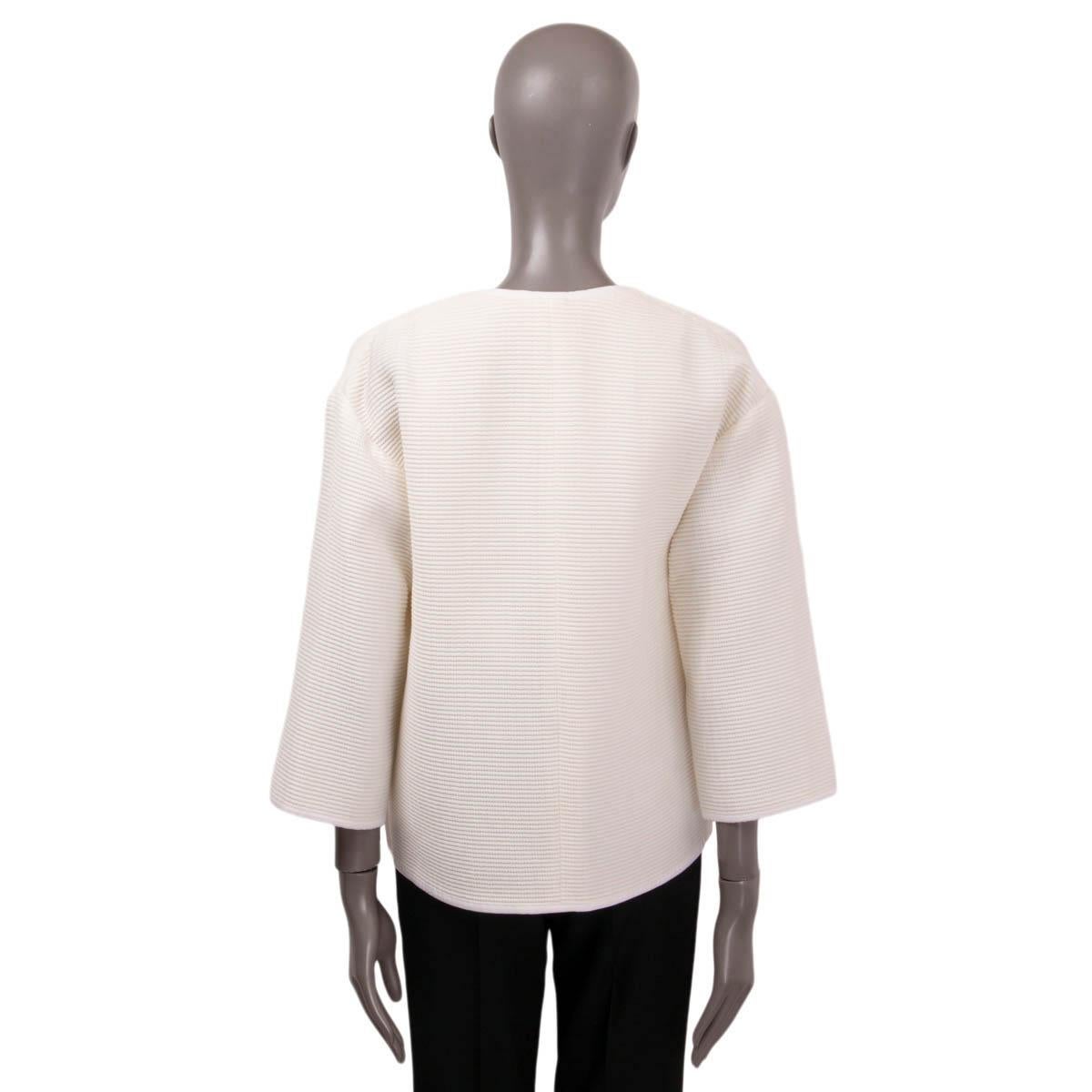 CHANEL ivory cotton 2012 12S LAYERED TIE-FRONT KNIT Jacket 38 S For Sale 1