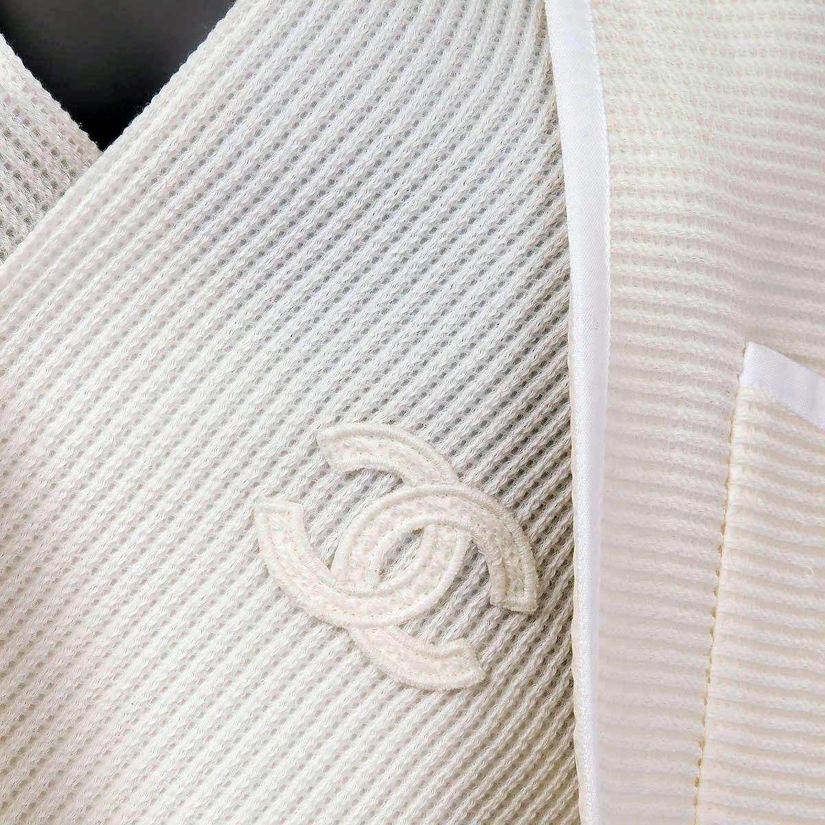 CHANEL ivory cotton 2012 12S LAYERED TIE-FRONT KNIT Jacket 38 S For Sale 2