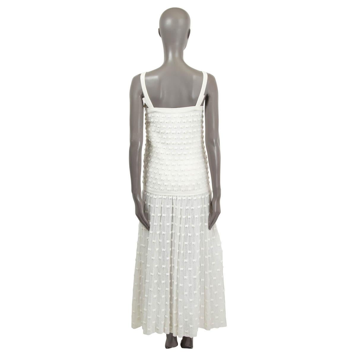 Women's CHANEL ivory cotton 2014 14S BOW EMBELLISHED Maxi Dress 38 S