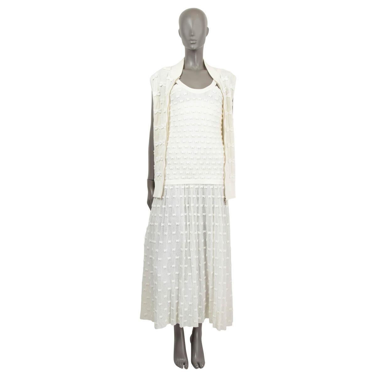 CHANEL ivory cotton 2014 14S BOW EMBELLISHED Maxi Dress 38 S 1