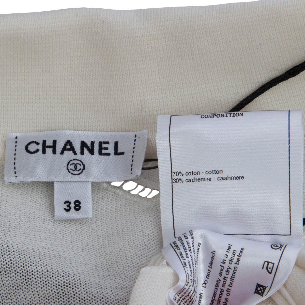 CHANEL ivory cotton 2020 20C LOGO EMBROIDERED Cardigan Sweater 38 S 5