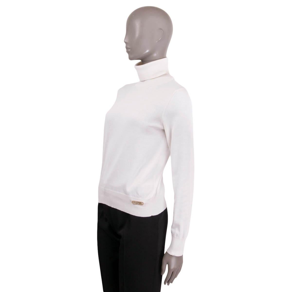CHANEL ivory cotton & silk 2021 21C CAPRI Turtleneck Sweater 34 XXS 1