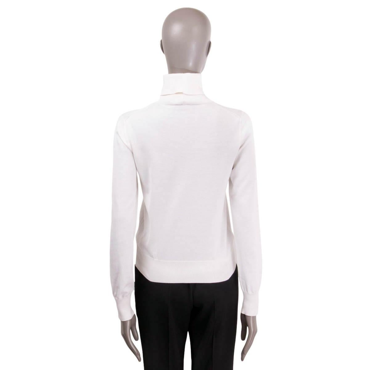CHANEL ivory cotton & silk 2021 21C CAPRI Turtleneck Sweater 34 XXS 2