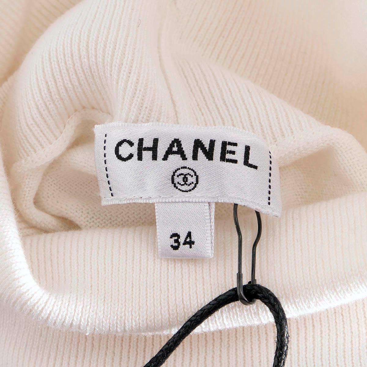 CHANEL ivory cotton & silk 2021 21C CAPRI Turtleneck Sweater 34 XXS 4