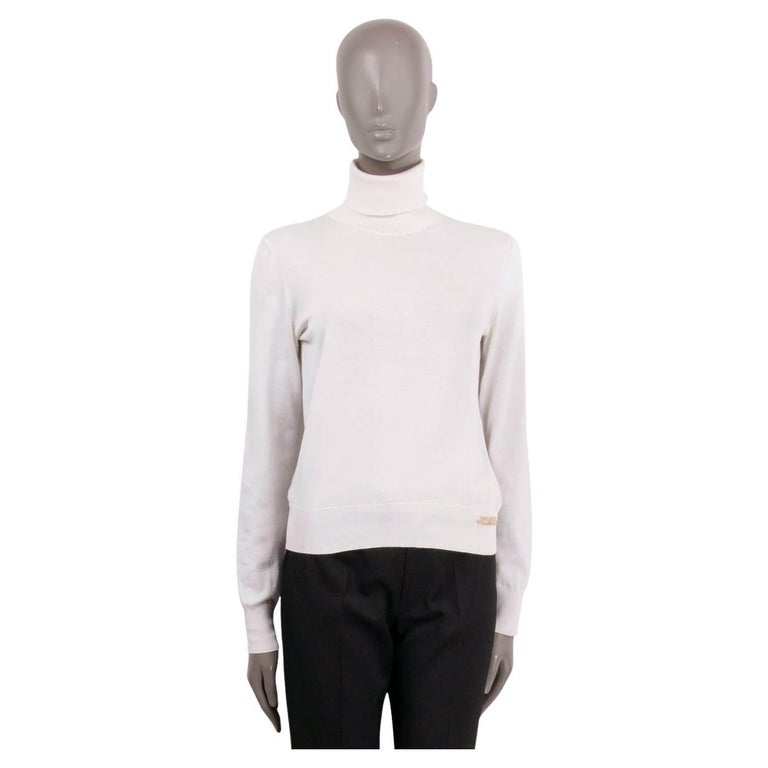 CHANEL ivory cotton and silk 2021 21C CAPRI Turtleneck Sweater 34 XXS