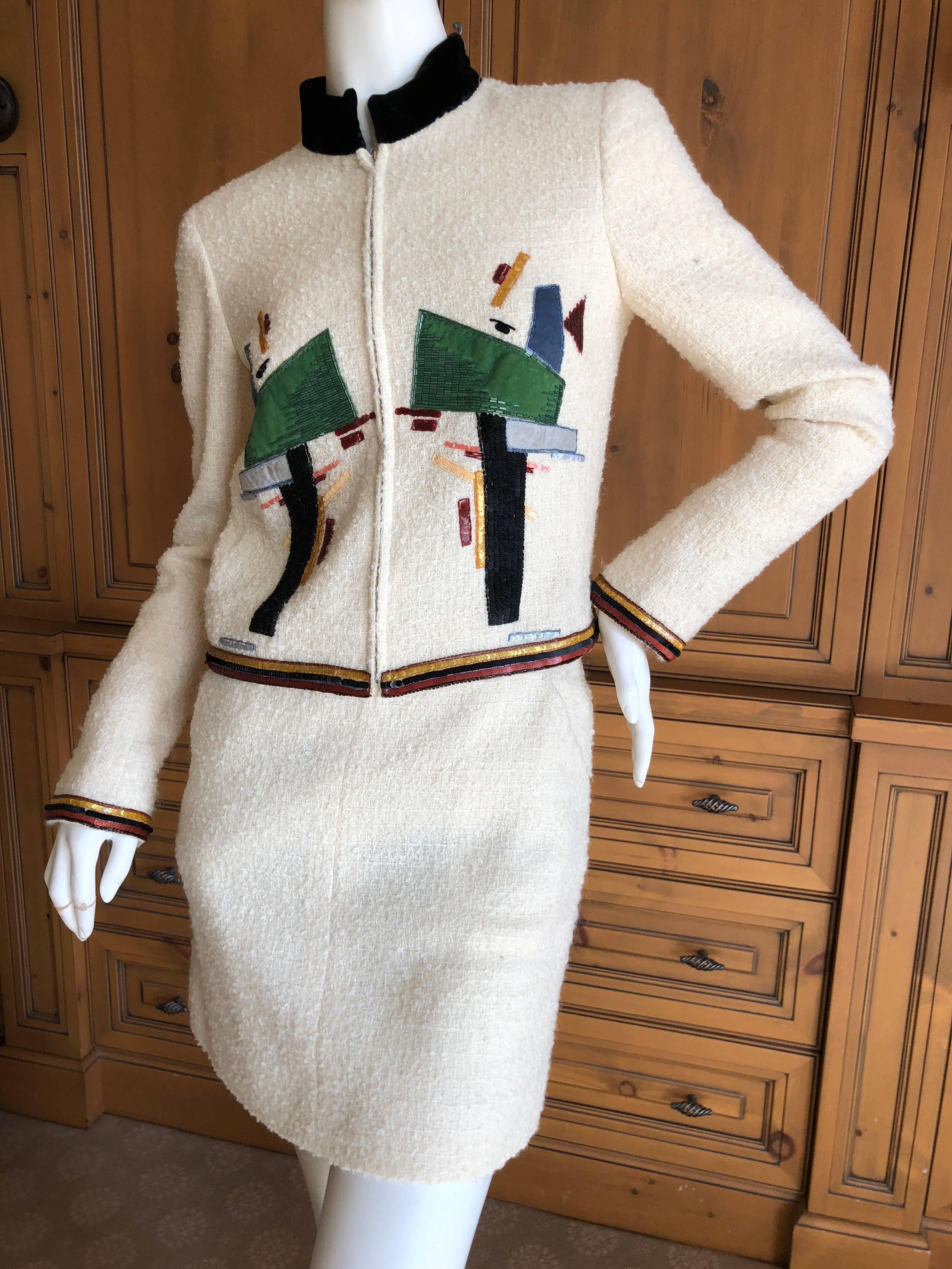 Chanel Ivory Embellished Suit, Autumn 2003  For Sale 3