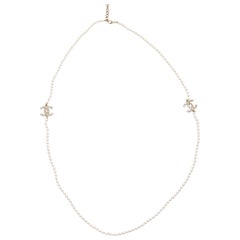 Chanel Ivory Faux Pearls Embellished Long Sautoir Necklace