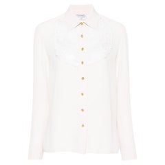 Retro Chanel Ivory Lace-Detail Silk Shirt