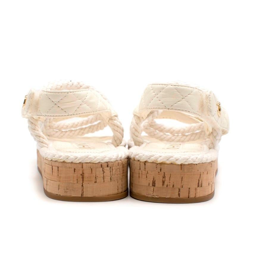 chanel white rope sandals
