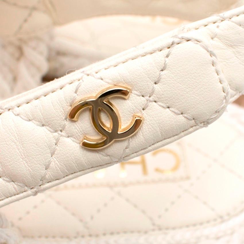White Chanel Ivory Lambskin Espadrille Rope Sandals - Size EU 36 For Sale