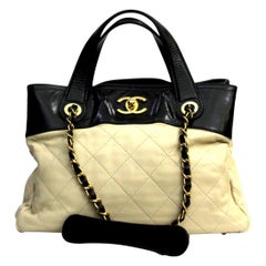 CHANEL  Ivory Leather  Shopping Tote.
