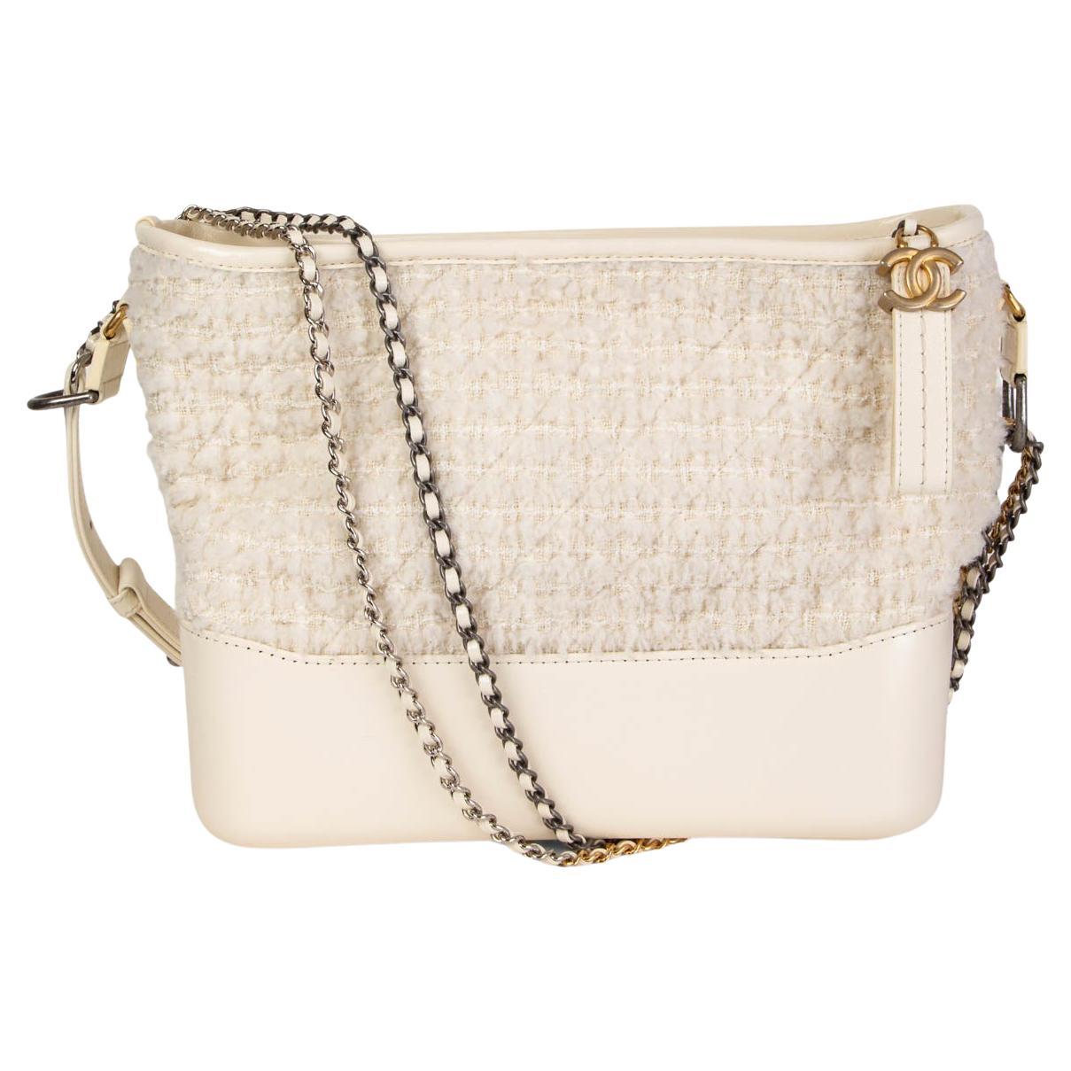 CHANEL ivory leather TWEED 2017 GABRIELLE HOBO Shoulder Bag