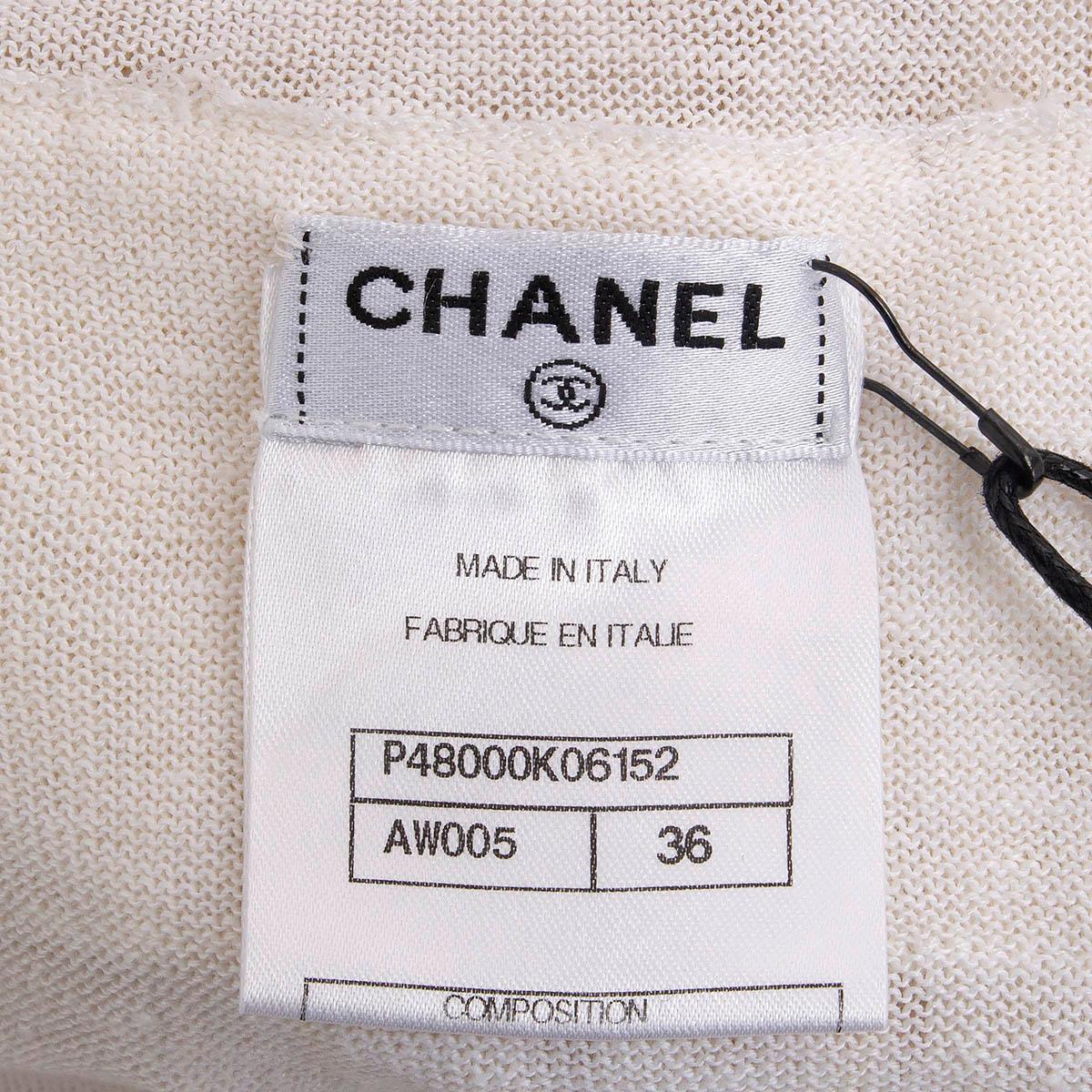 CHANEL ivory linen 2014 14P RUFFLED TIERED KNIT Dress 36 XS 4