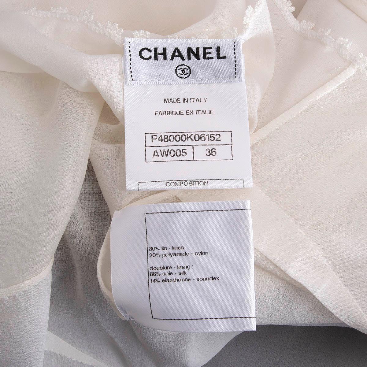 CHANEL ivory linen 2014 14P RUFFLED TIERED KNIT Dress 36 XS 5