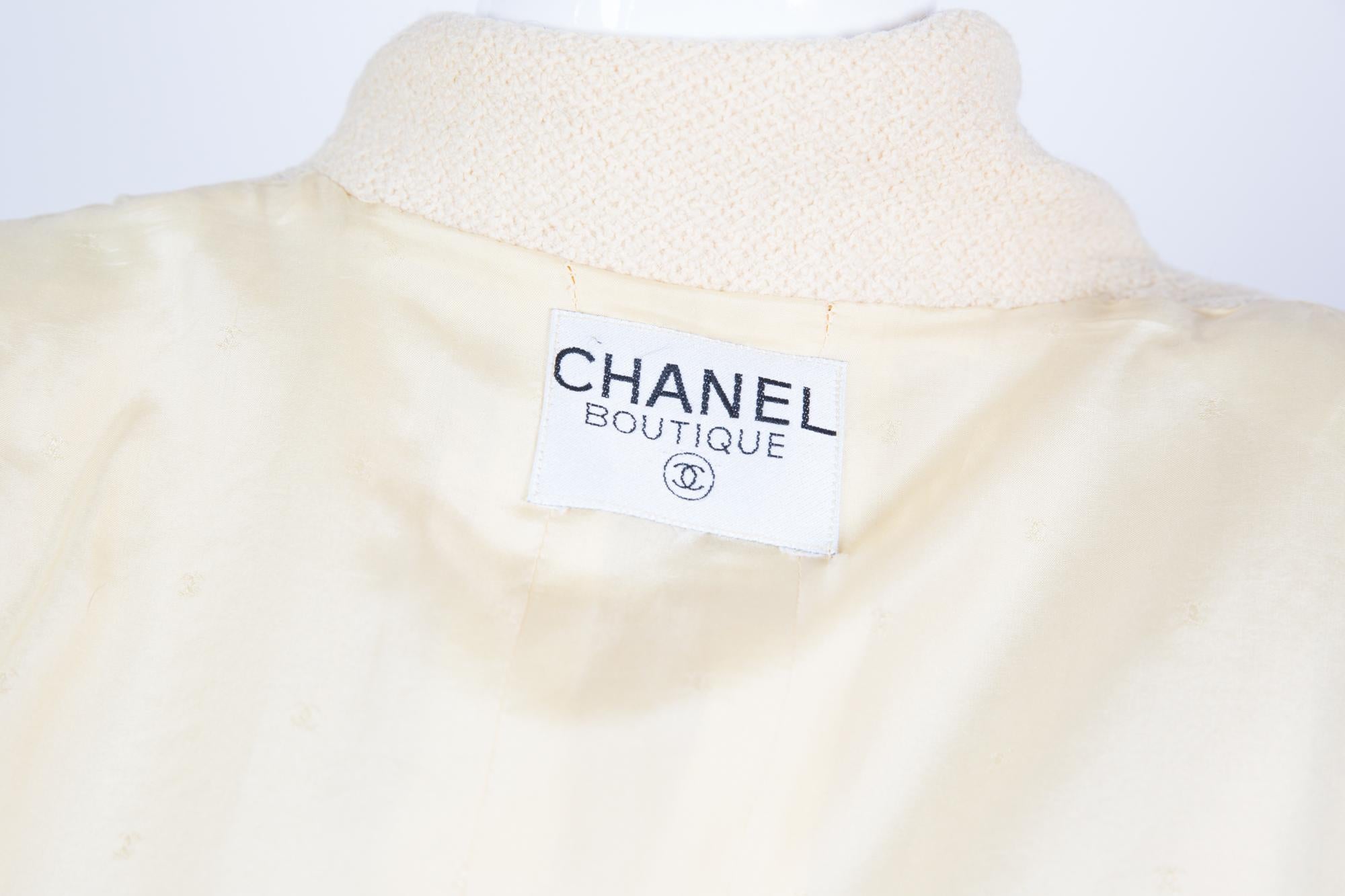 Chanel Ivory Long Boucle Wool Tweed Jacket 2