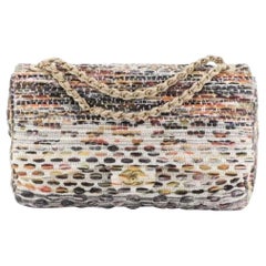 Chanel Ivory Nude Multi-Color Tweed Gold Large Maxi Evening Shoulder Flap Bag