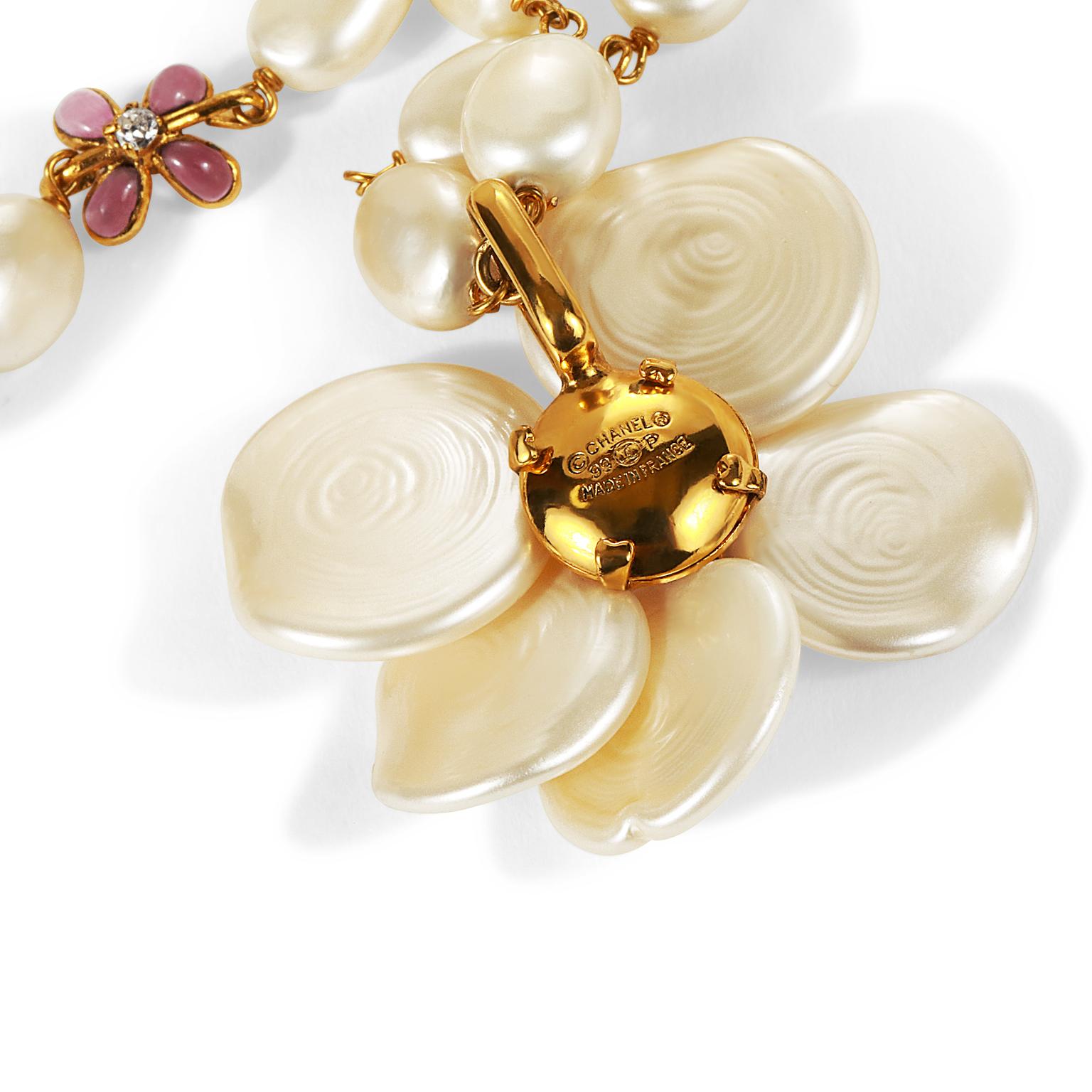 Chanel Ivory Pearl Camellia Necklace 2