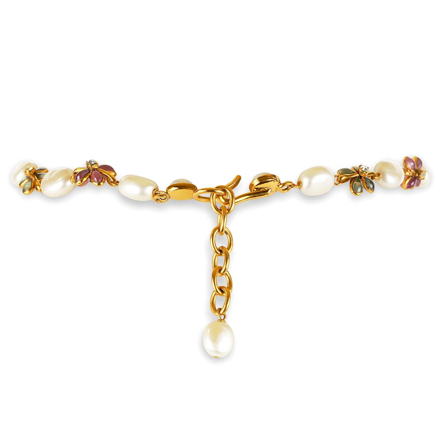 Chanel Ivory Pearl Camellia Necklace 3