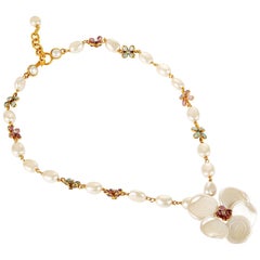 Chanel Ivory Pearl Camellia Necklace