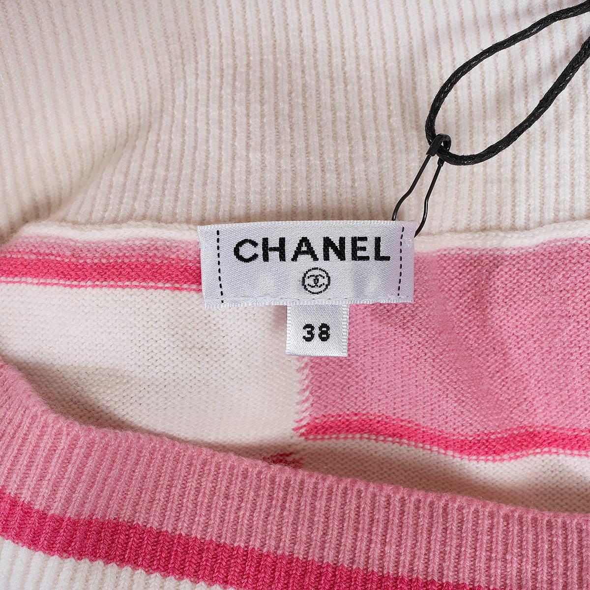 CHANEL ivory & pink cashmere 2019 19C LA PAUSA KNIT Skirt 38 S For Sale 2