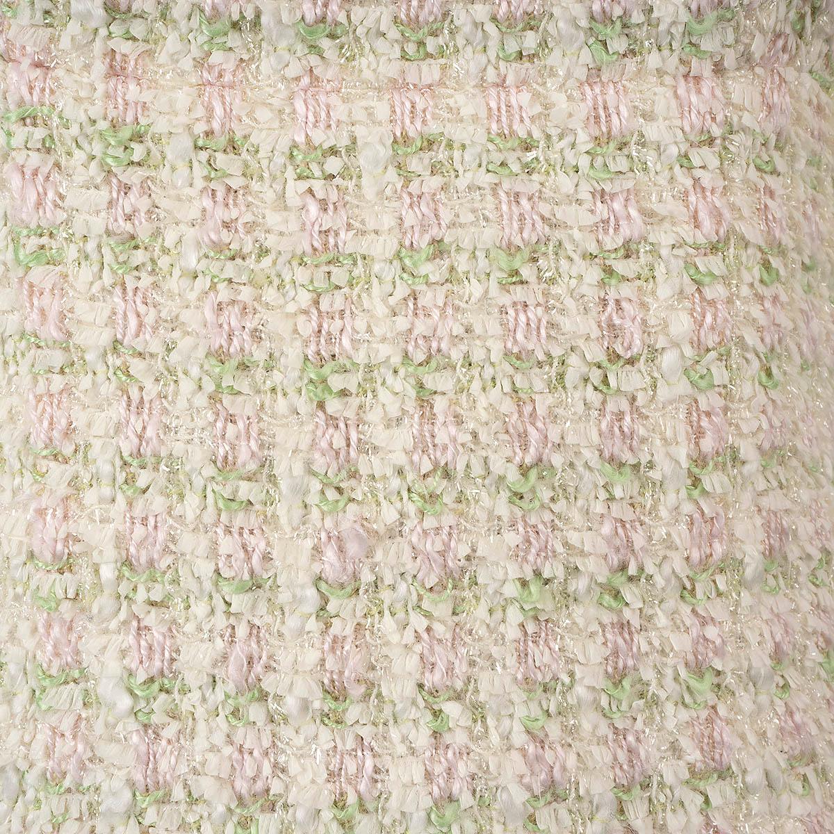 CHANEL ivory pink green 1992 92P SLEEVELESS TWEED Dress 38 S 3